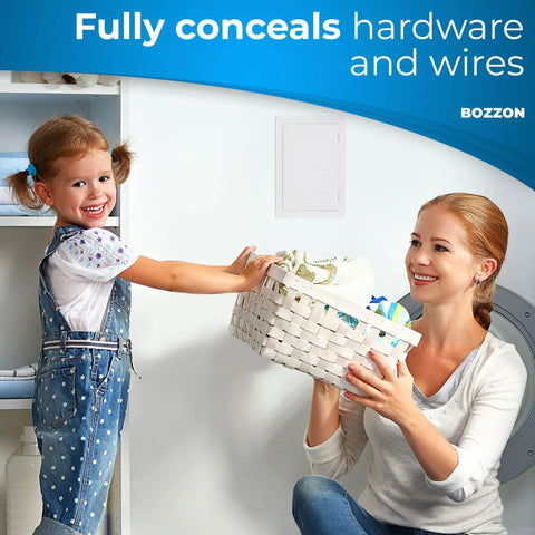 Access Panel for Drywall, 6 x 9 in, insulated white plastic wall cover for plumbing access