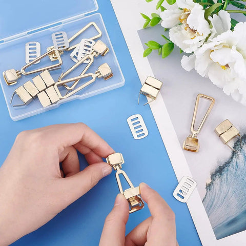Person assembling Golden Triangle Turn Lock Clasp Set for Purses and Handbags 2.1 Inch 6 Pack Twist Lock Closures Alloy Bag Hardware