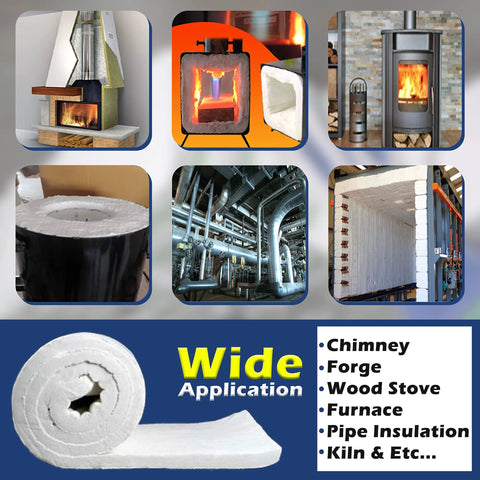 SIMOND STORE ceramic fiber insulation blanket, 2400F, 4# density, 1in thick x 12in x 24in; high-temp fireproof for fireplace, forge, kiln.