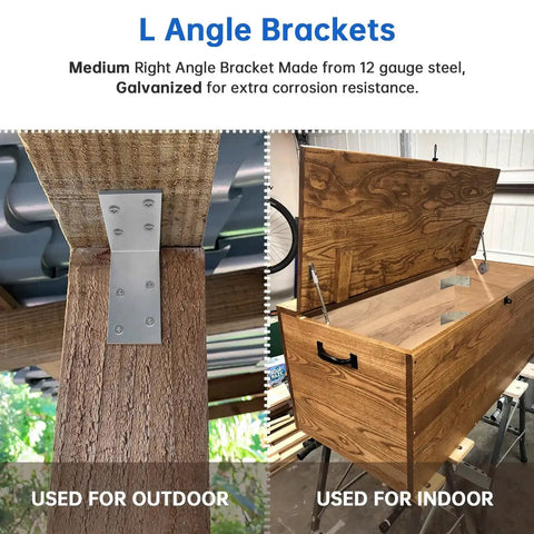 Beefy Heavy Duty 8 Pack L Brackets 3x3 Inch Galvanized Corner Braces used for wood beams and furniture, indoor and outdoor use