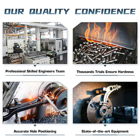 Manufacturing process of heavy-duty front lower control arms with skilled engineers, trial tests, accurate positioning, and modern equipment