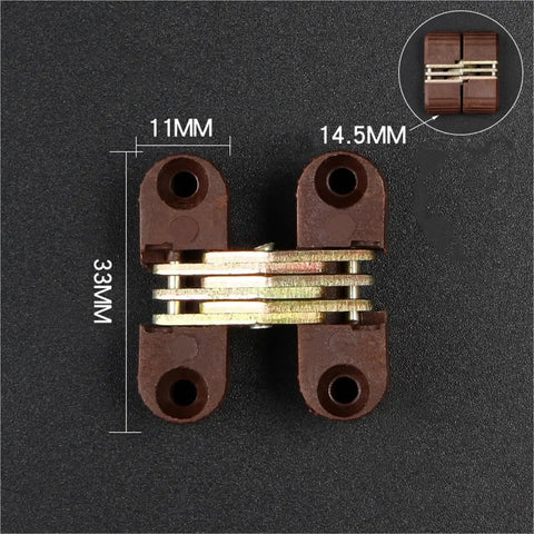 0 To 180 Degree Cross Hinge Plastic Folding Barrel Invisible Hinge 6 Pieces Brown for cabinets, boxes, small furniture projects