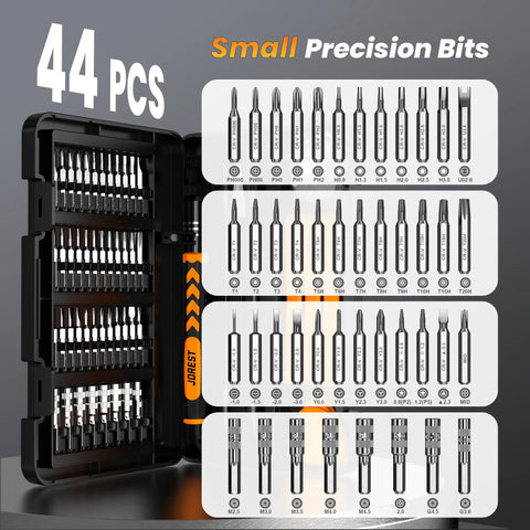 44 precision bits from 59 In 1 Precision Screwdriver Set With 44 Bits Including Torx T1 T2 T3 T4 T5 T6 T7 T8 T9 T10 T15 T20 Triwing Pentalobe And More