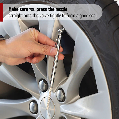 UNCO pencil tire gauge, chrome metal, 2-pack, 10-75 PSI, for car tire air pressure measurement