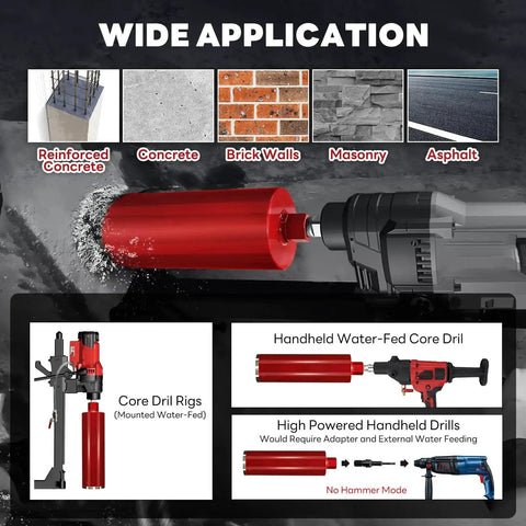 Premium 4 Inch Wet Core Drill Bit For Hard Concrete with High Density Diamond and Precision Welded Segments in use.