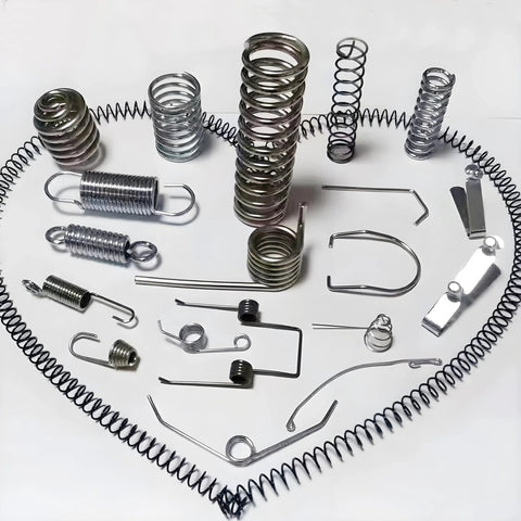 Stainless steel music-wire springs and formed wire parts, 0.2–3 mm diameters, 15.7 in length, full hard