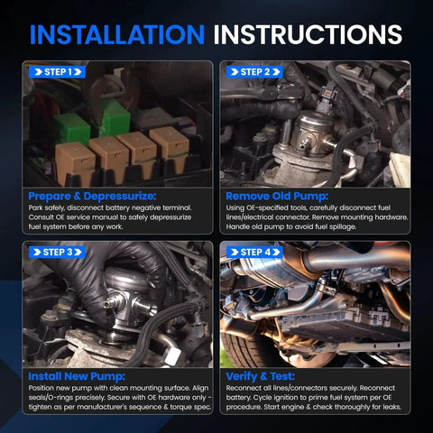 Installation instructions for Plug N Play High Pressure Fuel Pump With Seal Gasket And Bolt For GMC Terrain 2010-2017