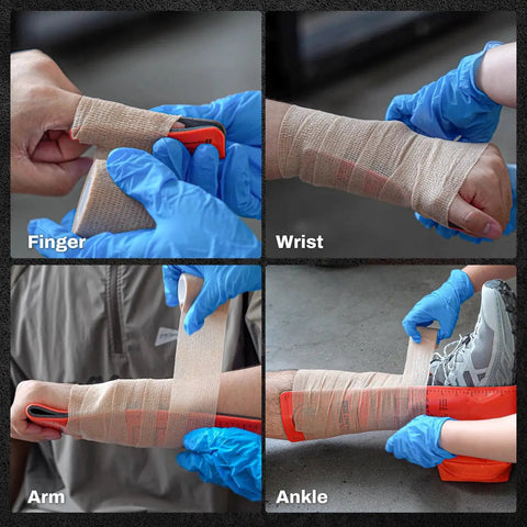 Emergency First Aid Splint For Fracture Stabilization Field Ready 36 Inch By 4.3 Inch Orange Gray applied on finger, wrist, arm, ankle