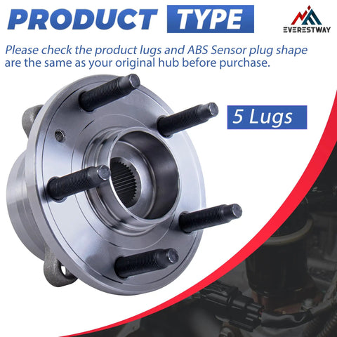 Front And Rear Wheel Hub Bearing Assembly For 2011 To 2018 Ford Explorer And 2013 To 2018 Police Interceptor Utility, 5 Lug