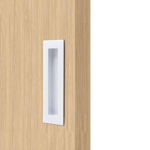304 Stainless Steel Pocket Door Handles And Edge Pull Kit for recessed sliding doors, snow white finish, flush finger pull, side view