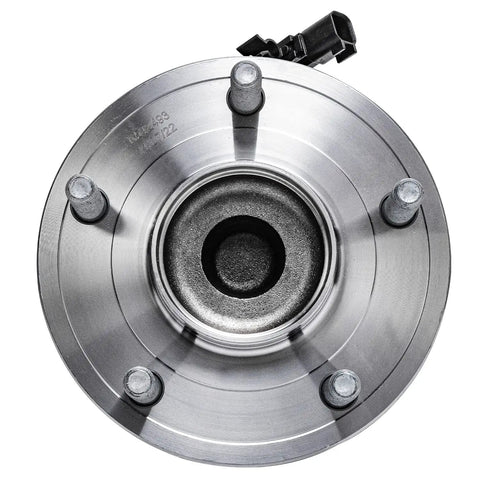 Top view of a 2 Pack Rear Wheel Bearing Hubs Assembly For Dodge Grand Caravan 2012-2020 Chrysler Town And Country 2012-2016 Ram C/V 2012-2015 And VW Routan 2012-2014 Replacement Wheel Hub Bearings showing a 5-bolt pattern with ABS sensor