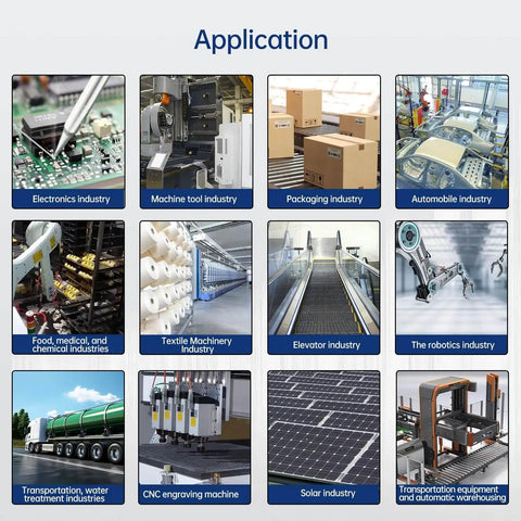 Applications of Nema23 Closed Loop Stepper Motor With Integrated Digital Hybrid Servo Drive System across various industries.