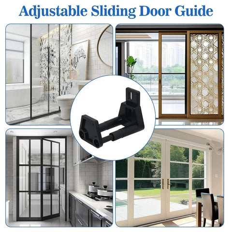 RV Sliding Door Guide Kit, Barn Door Floor Guide and Adjustable Wall Mount Sliding Door Guide with Screws, Black 2-Pack in various installed settings