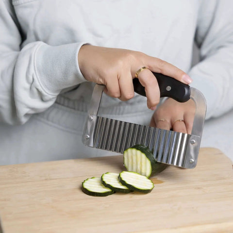 Crinkle Cutter For Veggies And Fruits, Wavy Slicer For Waffle Fries, Chips, Pickles, And More, Durable Stainless Steel Kitchen Gadget By Fox Run