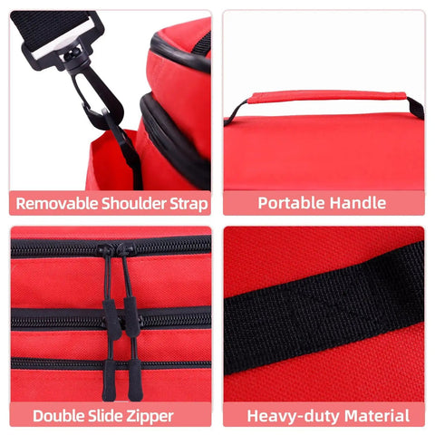 Go-To Spacious Double Layer First Aid Bag For Easy Organizing ALSLEA Large Medical Organizer details like strap, handle, zipper, and material