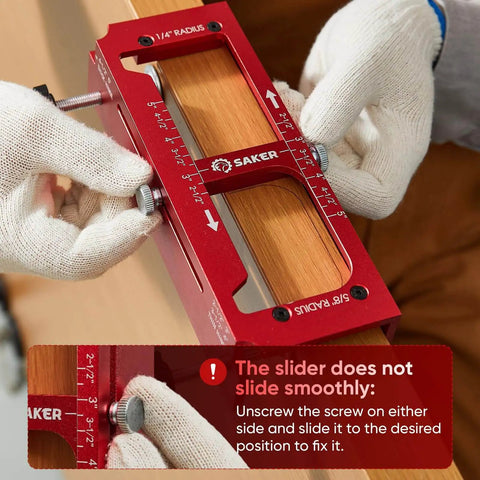 Person adjusting Heavy Duty Aluminum Alloy Door Hinge Jig And Deep Hole Pencil Set on a wooden door frame