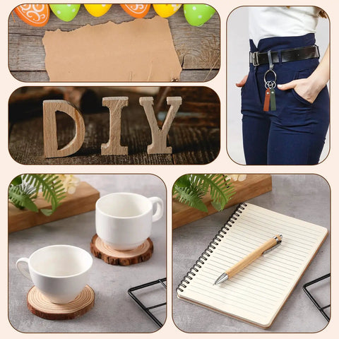 All In One 76 Piece Laser Material Explore Kit For Engraving Essentials with wood keychains, leather tags, and DIY crafts