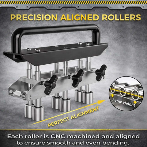 Three Station Edge Roller Bender for Standing Seam Roofing, Pro Grade Metal Roof Bending Tool with precision aligned rollers