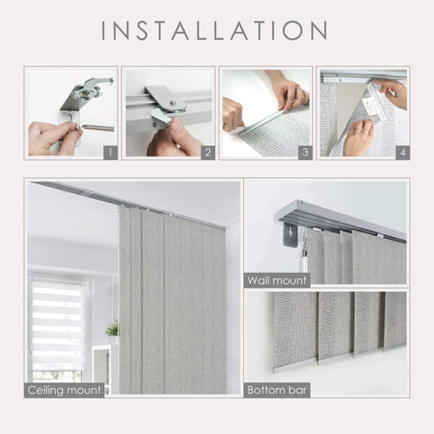Installation process of Adjustable Sliding Panel Track Blinds For Large Windows And Patio Doors, 45.8 To 86 Inches Wide And 96 Inches High