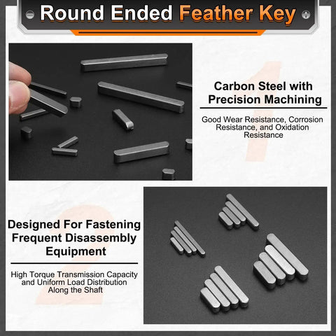 Ten Pack Round End Feather Keys 6x6x25 Mm Carbon Steel Shaft Key Stock For Parallel Drive Keyways And Machine Fastening
