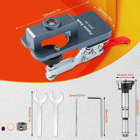 All Metal Concealed Hinge Jig With 35Mm Drilling Hole Template Quick Clamp For Accurate Hinge Mounting on Cabinets and Doors