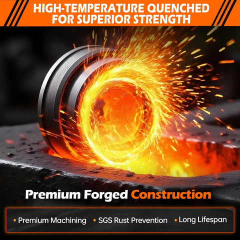 Forged wheel bearing hub assembly being heat-treated for strength and durability