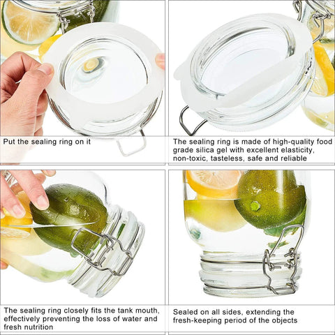 Instructions for sealing jars using Eight Pack 3.75 Inch Silicone Jar Gaskets Replacement Seals For Regular Mouth Canning Jars, Airtight Gasket Sealing Rings, Food Safe White, DIY Pantry Essentials Go To Reusable Durable.