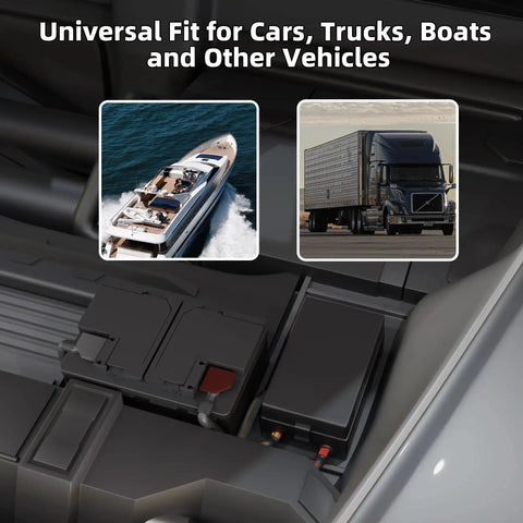 Universal fit display with images of a boat and truck for 12V 10 Way Relay Box with prewired dustproof fuse panel.