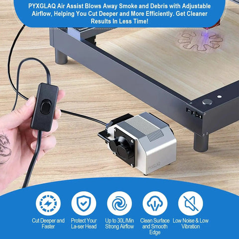 Air Assist System For Laser Cutter And Engraver, 30 LPM Airflow For Faster Cleaner Cuts, Smoke And Dust Removal device view