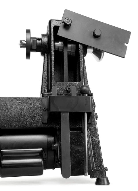 Side view of Powerful Benchtop Wood Lathe With 4.5 Amp Motor And 12 By 18 Inch Capacity Five Speed Settings Up To 3400 RPM