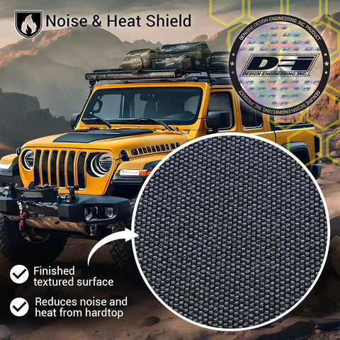Boom Mat Black Sound Deadening Headliner For Jeep Wrangler JL 2018 Up Custom Fit with textured surface detail