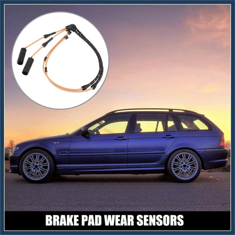 Brake pad wear sensor set, INFINAUTO 2 pcs for Land Rover Range Rover, orange cables with black connectors, front view