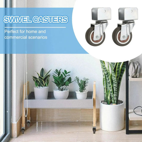 Swivel Caster Wheels Set Four Pcs 2 Inch 50 Mm Thermoplastic Rubber With 1 Inch U Bracket Opening For Furniture
