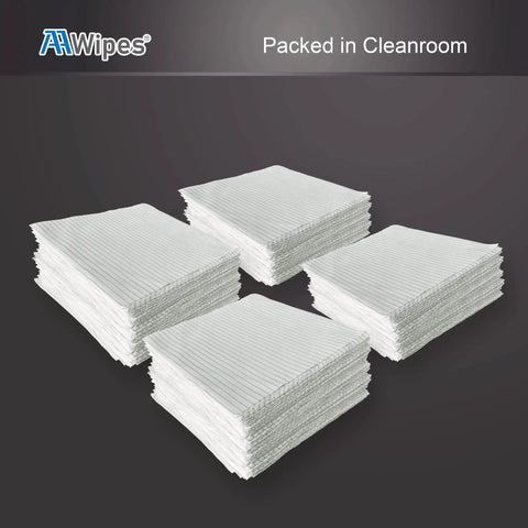 Stacked Anti Static Cleanroom Wipe Cloths 4x4 Pack Of 400 Static Dissipative Polyester in a cleanroom