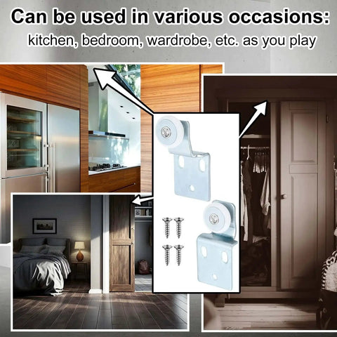 4 Pack Sliding Closet Door Roller Kit With Screws For Top Hung Bypass Wardrobe Doors, Offset 1/2 Inch And 3/8 Inch