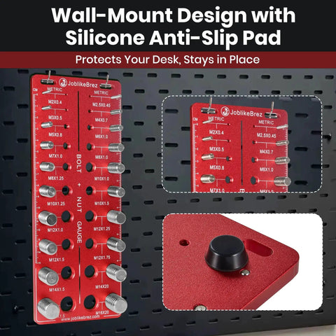 Pro DIY Bolt And Nut Thread Checker Kit With 40 Thread Gauges For 20 Standard And 20 Metric Sizes Wall Mountable Bolt Size Finder