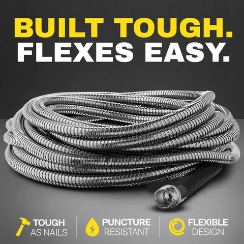BIONIC STEEL 10 ft hose extension with 5/8 in metal connector for reel; flexible, non-kinking