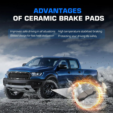 ILONPA front ceramic disc brake pads set with hardware, 4 pcs