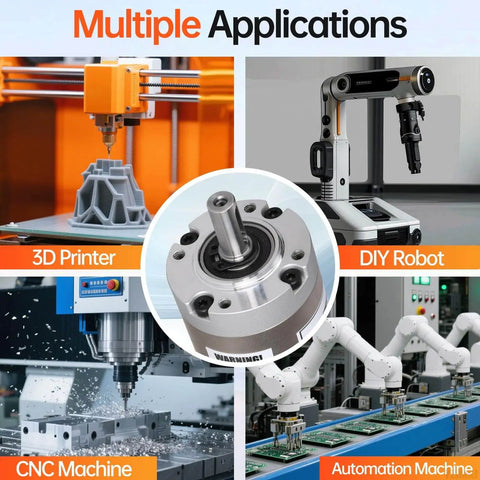 Multiple applications of 20:1 Planetary Gearbox for NEMA 17 stepper motor in 3D printers, CNC, DIY robots, and automation machines