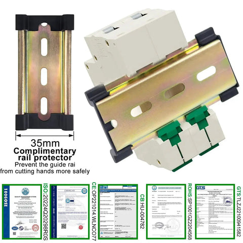 20 Amp DC Solar Breaker Miniature Circuit Breaker Solar Disconnect Switch 1000V DC and 400V AC 2 Pole MCB DIN rail view