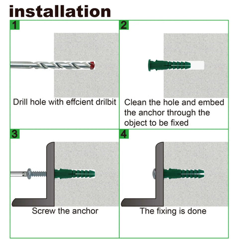Plastic Drywall Anchors and Screws Kit 400 Piece Set with Ribbed Anchors and Carbon Steel Screws for Strong Easy Install