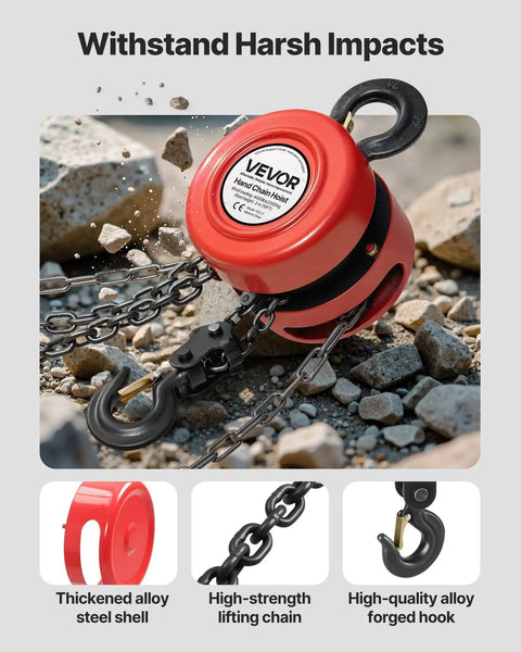 Heavy Duty Hand Chain Hoist 2 Ton With 10 Ft Lift and Galvanized G70 Chain on rocky terrain