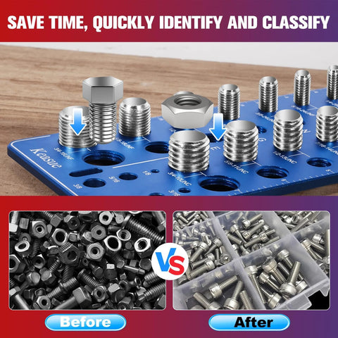 Thread Checker Kit For Nuts And Bolts 56 Piece Gauge With 44 Thread Sizes In Both Male And Female Standard And Metric