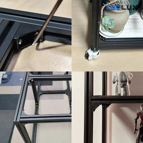 10 Sets Black 4040 Aluminum Extrusion Corner Bracket Kit With 10 Corner Brackets 20 M6 Spring T Nuts And Hex Screws Plus 1 Ball End Hex Wrench For 40 T Slot Extruded Aluminum Accessories Must Have For Builders used in frame assembly