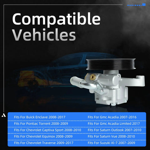 Drop In Ready Power Steering Pump With Pulley Replacement Fit For Buick Enclave 2008 2017 Chevrolet Traverse 2009 2017 GMC Acadia