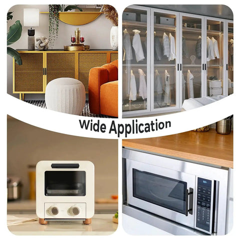 4 Pack Adhesive Cabinet Handles Peel and Stick Black Pull Handles for Kitchen Cabinets Cupboards Drawers Closets 5.83 Inch Length