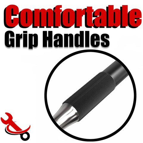 Detail of Roll Pin Punch Set 9 Piece For Gunsmithing Tool Kit with textured grip handle, shown in close-up.