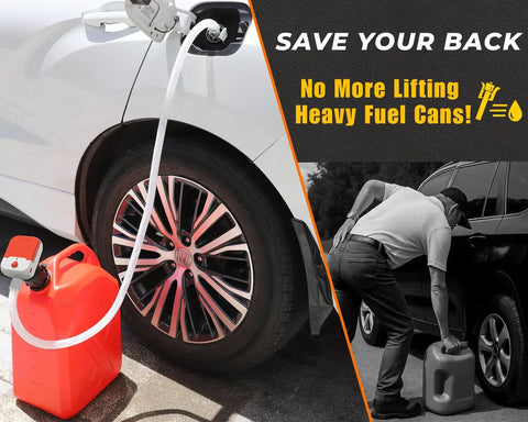 Auto Stop Fuel Transfer Pump With 3.8 GPM Cordless Pump Powered By Battery Or USB Gas Can Portable Electric Refuel Kit with 51 Inch Hose