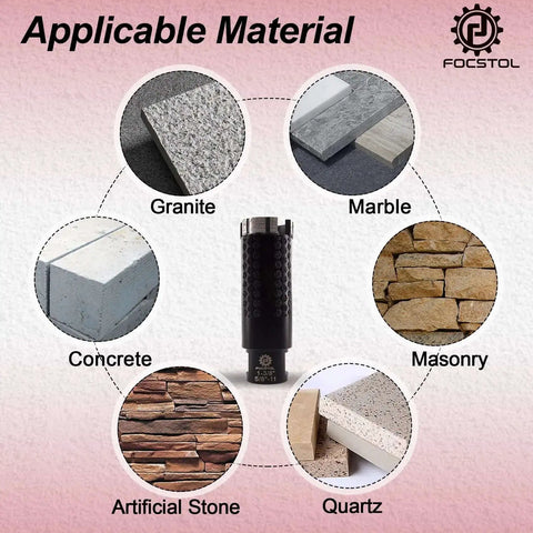 Premium Diamond Core Drill Bit For Dry Or Wet Drilling, 1 3 8 Inch Diameter, Laser Welded Hole Saw, 5 8 Inch Thread 11 with applicable materials: granite, marble, concrete, quartz, masonry, artificial stone, FOCSTOL.