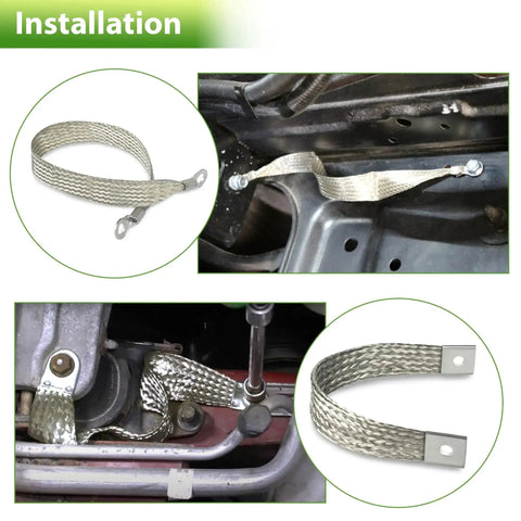 Installation of Heavy Duty Engine Ground Straps Kit With Braided Ground Wires For Battery Starter Chassis And Frame, 315 Amps, 1/0 AWG